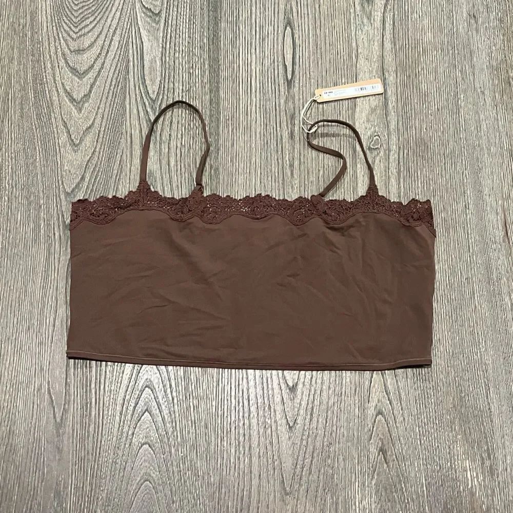 NWT Skims Fits Everybody Lace Cropped Cami Top Pullover Scoop Neck Cocoa 4X